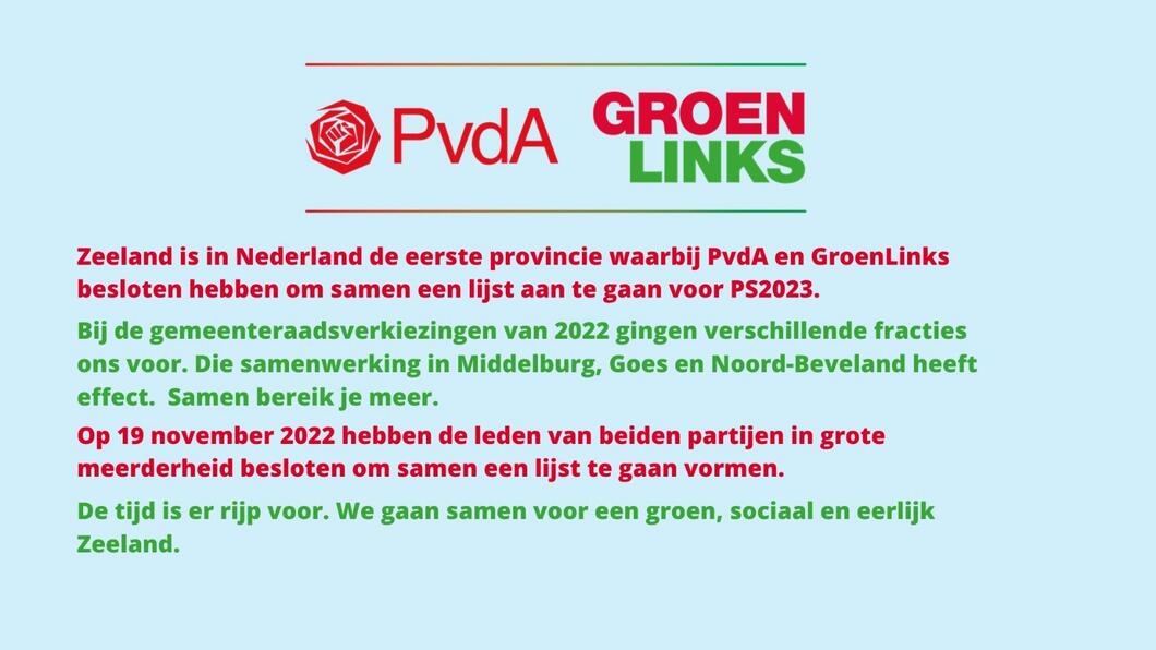Samenwerking GroenLinks PvdA Zeeland