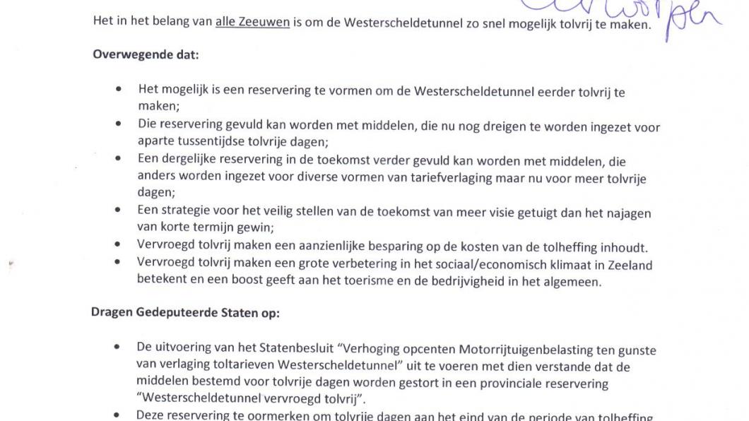 motie 16 GL-D66-CU-SP-PVV-PvZ Westerscheldetunnel vervroegd tolvrij.JPG