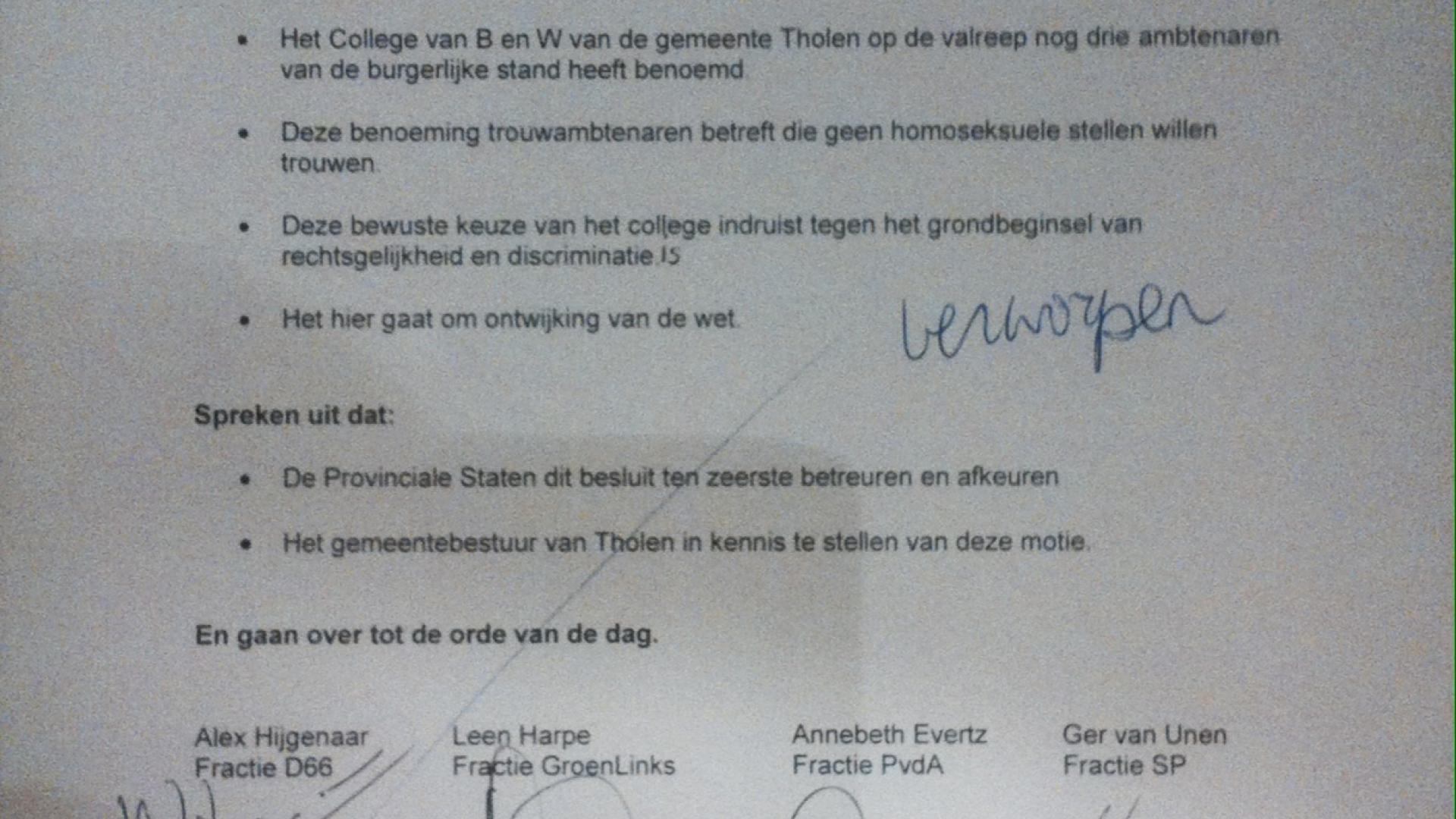 Motie D66 GL PvdA SP trouwambtenaar - VERWORPEN.jpg